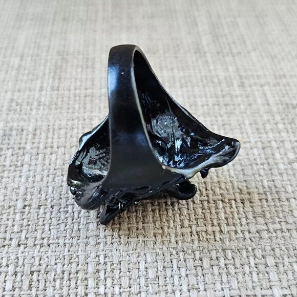 Lion Face Ring Black Tone Metal Fashion Jewelry Red Eyes Unisex Ring Size 9 - Picture 10 of 12